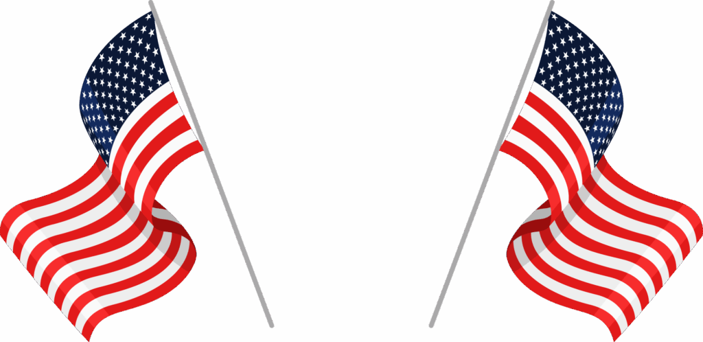 Bellamy Two American flags on poles, each on opposite sides, face inward with wavy red and white stripes and blue fields with white stars—perfect for celebrating Myrtle Beach or showing support for the Myrtle Beach City Council. Myrtle Beach