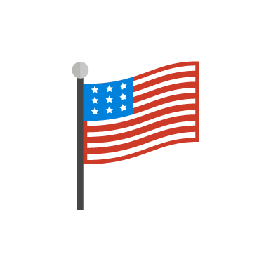 Bellamy Illustration of a stylized American flag with red and white stripes and white stars on a blue rectangle, on a gray flagpole, inspired by Myrtle Beach City Council events. Myrtle Beach
