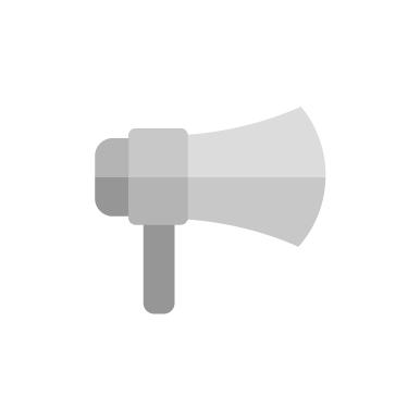 Bellamy Gray megaphone icon on a light gray background, inspired by Myrtle Beach City Council announcements. Myrtle Beach